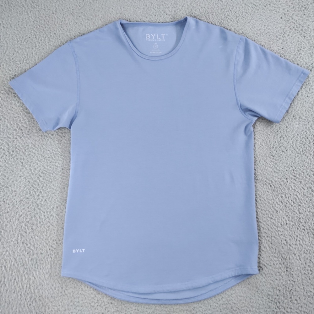 BYLT Shirt Mens Medium Blue Premium Basics Short Sleeve Crew Neck Round Hem Tee